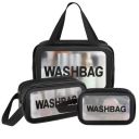 PETRICE Clear Makeup Pouch Set, Cosmetic Organizer Bag for Women and Girls Travel Waterproof Toiletry Storage Kit (3Pcs - Black)...