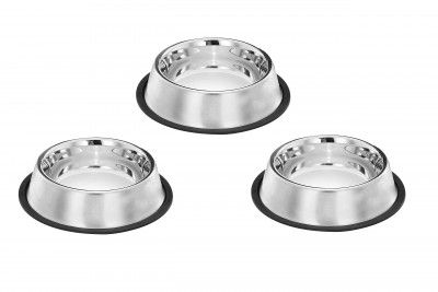 Pets Empire Small Dog & Cat Feeding Bowl | Stainless Steel Non-Skid Bottom for Puppies (200 ml x Set of 3)