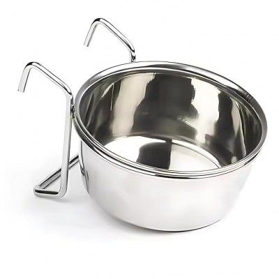 PETS EMPIRE Stainless Steel Birds Coop Cup with Hook Holder