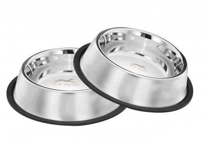 Pets Empire Stainless Steel Dog Bowl (Medium, Set of 2)