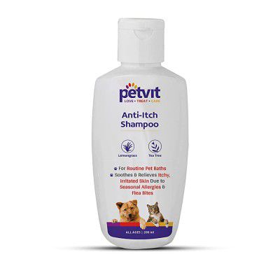 Petvit Anti Itch Shampoo with Tea Tree Oil & Lemon Grass Oil | for All Breed Dog/Cat - 200ml