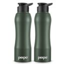 PEXPO Bistro ISI Certified Stainless Steel Fridge/Sports Sipper Water Bottle 1 Litre, Military Green, Pack of 2...
