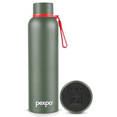 Pexpo Bravo 1000 Hot & Cold ISI Certified Flask- Military Green- Stainless Steel Water Bottle | 1000 ML