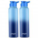 PEXPO Craft Pro 1000 ISI Certified Stainless Steel Sports Water Bottle with Sipper Cap - 950ml (Pack of 2)...