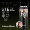 Pexpo Crypto Art 500 ISI Certified Stainless Steel Vacuum Insulated Coffee Tumbler - 430ml | Hot & Cold | Double Wall Flask | Leak Proof | Travel Mug for Office and Car - Floral Black UV Print...