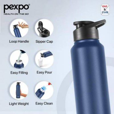 pexpo Sports and Hiking Stainless Steel Water Bottle (Pack of 1, Blue, Steel)