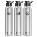 PEXPO Water Bottle 1 ltr Go24 Stainless Steel Bottle with Sipper Cap (Pack of 3)| Single Wall | Craft Pro 950ml ...