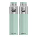 PEXPO Water Bottle 1 ltr Go24 Stainless Steel Sports/Fridge Bottle with Steel Cap (Pack of 2)| Crown 950ml ...