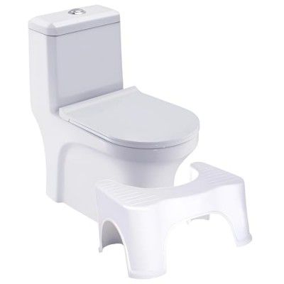 PFB Perfect Toilet Posture Potty Step Stool for Western Toilet Bathroom Scientific Angle, Anti-Slip, 20 cm Height, White