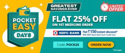 Pharmeasy Pocket Easy Days: Flat 25% OFF + ₹150 Cashback on HDFC