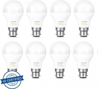 PHILIPS 10 W Standard B22 LED Bulb (White, Pack of 8)