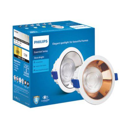PHILIPS 12 Watt Rose Gold Reflector LED Ceiling COB Round Spot Light with Focused Beam | Cut Out: 102mm | Cool Day Light (Deco Bright)