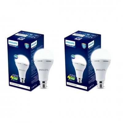 PHILIPS 12W Emergency Bulb | Backup : Upto 4hrs, Cool Day Light,Pack of 2| b22d | LED