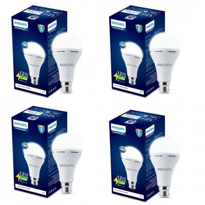 PHILIPS 12W Emergency Bulb | Rechargeable Emergency Bulb for Power Cuts | Backup : 4hrs, Cool Day Light,Pack of 4