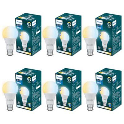 PHILIPS 14-Watt LED Bulb | 3 Colours in 1 LED Bulb | Colour : Tunable White, Pack of 6