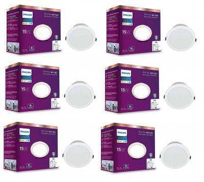Philips 15-Watt Smart Wi-Fi LED Ceiling Lamp Downlighter WiZ Connected (Pack of 6)