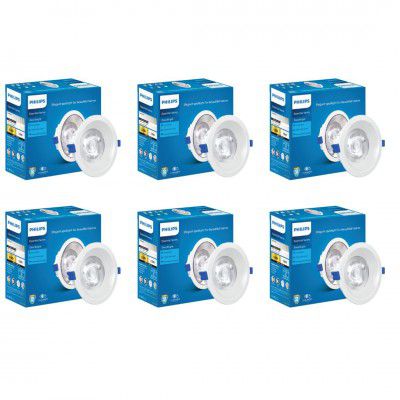 Philips 18 Watt White Reflector LED Ceiling COB Round Spot Light, Pack of 6 (Deco Bright)