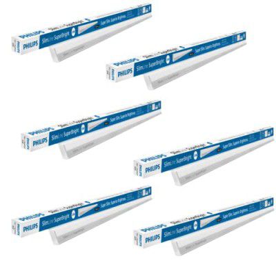 PHILIPS 25-watt LED Batten/Tubelight | Slimline Superbright Compact 4-ft LED Batten for Living Room & Bedroom | Cool Day Light, Pack of 6