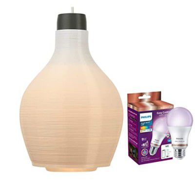 Philips 3-D Printed Dropli Pendant Ceiling Light, Premium Indoor Decorative, Sustainable & eco- Friendly Light for Your Home (White+ Enamel Green)(Open Droplet),with 9W Smart Wi-Fi Wiz E27 Bulb