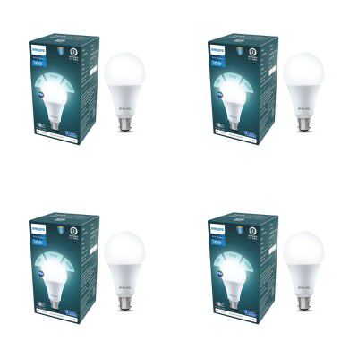 Philips 30W Dimmable LED Bulb | Cool White 6500K | B22 Base | Pack of 4
