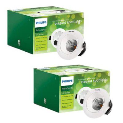Philips 3W Astra Spot Tilt Cool White Recessed Ceiling Lamp (Pack of 2)