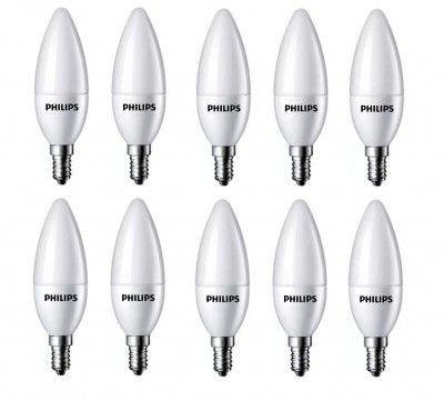 PHILIPS 4-Watt 400-lumen Frosted Candle E14 Base (Cool White, Pack of 10)
