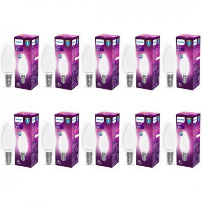 Philips 4-Watt 400-lumen Frosted Candle E14 Base (Cool White, Pack of 10)