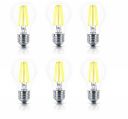 Philips 4-watt E27 A60 LED Glass Filament Bulb | Decorative LED Bulb for Home Decoration | Warm White/Golden Yellow, Pack of 6...