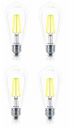 Philips 4-watt E27 ST64 LED Glass Filament Bulb | Decorative LED Bulb for Home Decoration | Warm White/Golden Yellow, Pack of 4...