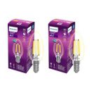 PHILIPS 4-watt Filament Candle LED Bulb | Clear Candle Bulb for Home & Decoration | Bulb Base: E14, Cool White | Pack of 2...