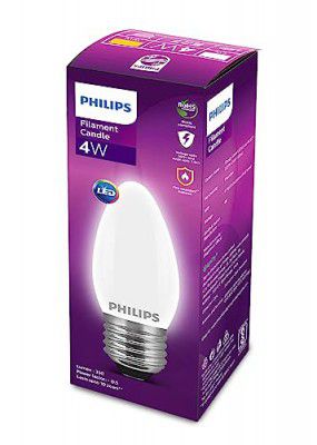 PHILIPS 4-watt Filament Candle LED Bulb | Diffused Candle Bulb for Home & Decoration | Bulb Base: E27, Cool White