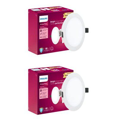 PHILIPS 5W Round AP Plus UltraGlow LED DL Recessed LED Panel Ceiling Light (Pack of 2,Warm White)