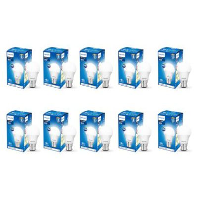 Philips 9-Watts B22 LED Cool Day White LED Bulb, Pack of 10, (Ace Saver)