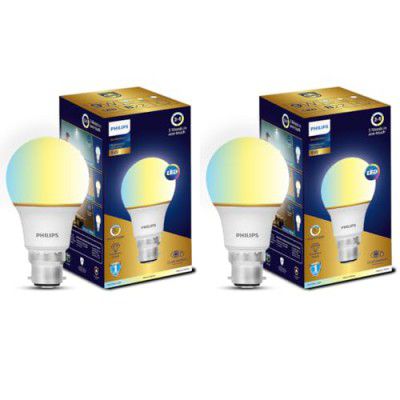 PHILIPS 9W B22 LED Bulb | 3 Colors in 1 LED Bulb | Pack of 2 | Gold Perform Series