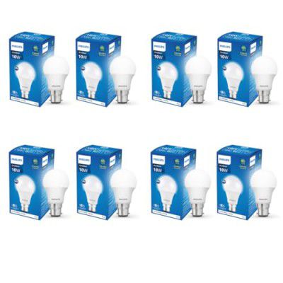 PHILIPS Ace Saver 10W B22 LED Bulb,900lm, Cool Day Light, Pack of 8