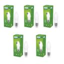 Philips Ace Saver 2.7W E27 LED Glass Candle Bulb | Candle Bulb for Home Decoration | Cool White, Pack of 5...