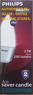 PHILIPS Ace Saver Base E14 2.7-Watt LED Lamp (Pack of 4, White)