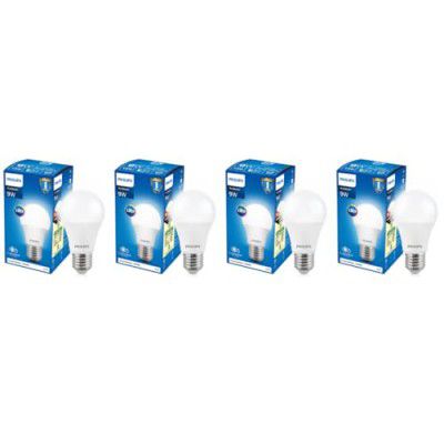 Philips Ace Saver Base E27 9-Watt LED Bulb (Pack of 4, White)