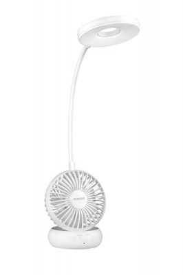 PHILIPS Anemo Rechargeable LED Table Lamp with Fan | 5W Bedside Dimmable LED Desklight with Gooseneck