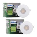 Philips Astra Spot 2-watt LED Spotlight || LED Spotlight for Display || Cutout:35mm || Warm White, Pack of 2...
