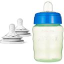 Philips Avent Natural 2. 0 Teat Medium Flow for 3 Months+ (Set of 2 Units) SCF043/27 with Philips Avent Classic Spout Cup 260ml (Green/Blue)...
