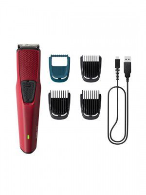 Philips BT1235/18 Skin Protect Cordless Beard Trimmer with Self-Sharpening Blades - Red