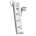 Philips CHP2432W Power Strips with 3 Universal Socket, One Main Switch, with Over Current Protection 1.4m Cable Length (White)...