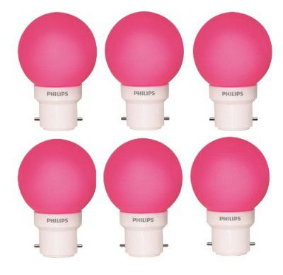 PHILIPS Deco Mini 0.5-Watt B22 Base LED Bulb (Pink, Pack of 6)