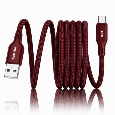 PHILIPS DLC4130AI/94 18W Type-A to Type-C Fast Charging Cable (1m, Iron Red) 