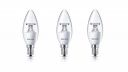 PHILIPS E14 Clear Candle 400-Lumen Decorative Wall Lights (4W, Warm White, Pack of 3)...