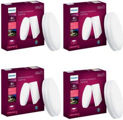 PHILIPS Full Glow 18-watt Round LED Surface Downlighter,Cool Day Light, Pack of 4 Ceiling Light Ceiling Lamp  (White)