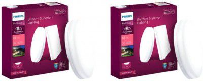 PHILIPS Full Glow 18-watt Round LED Surface Downlighter,Cool Day Light, Pack of 2 Recessed Ceiling Lamp (White)