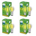 PHILIPS Full Glow 9-watt B22 Clear LED Bulb | Warm White, Pack of 4...