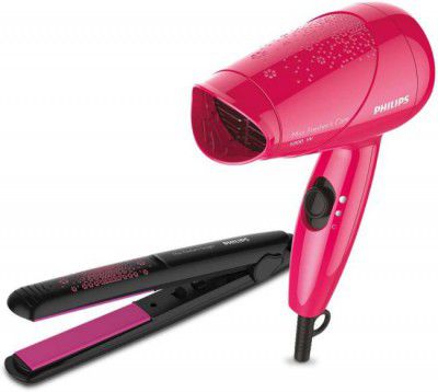 PHILIPS HP8643/46 Hair Straightener + Hair Dryer (1000 W, Pink, Black)